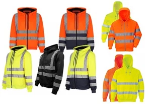 Hi Vis Sicherheit Kapuzenpullover mit Reißverschluss Arbeit Hoodie Sichtbarkeit Reißverschluss Hoodie - Bild 1 von 20