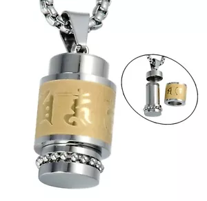 Mantra Pendant Om Mani Padme Hum Necklace Prayer Locket Bottle Vial Jewellery - Picture 1 of 15