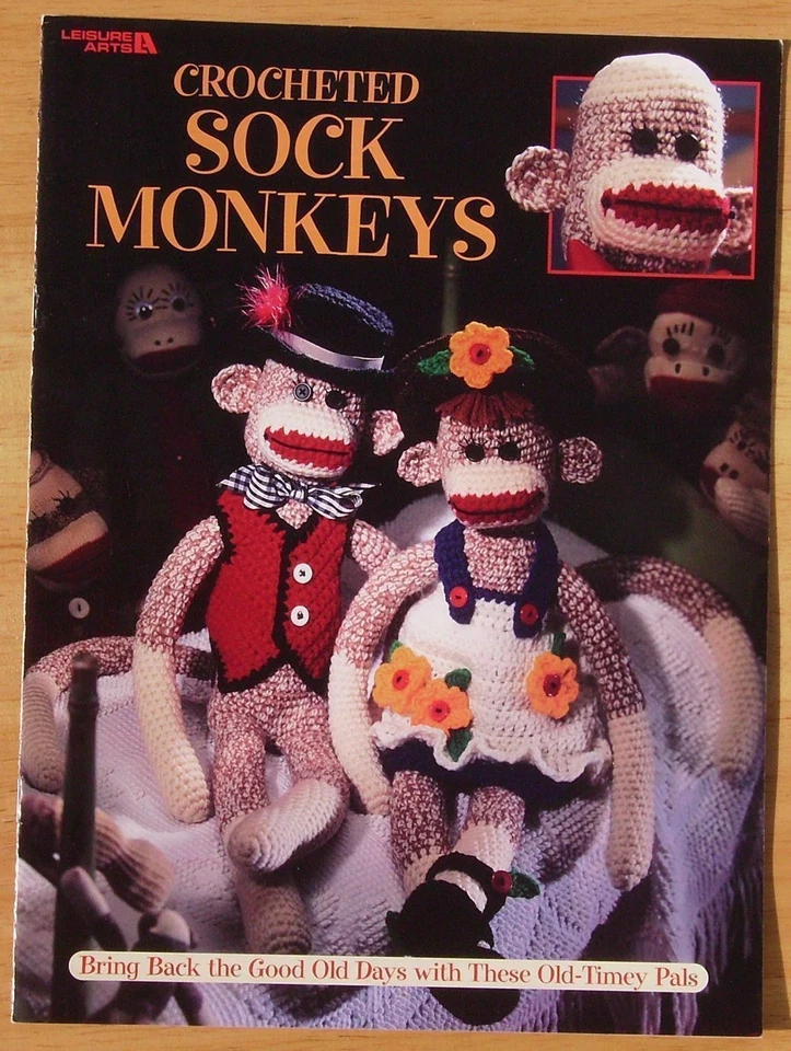 Crochet Pattern Leisure Arts Crocheted Sock Monkeys Good Old Days Old-Timey Pals - Image 1 of 1