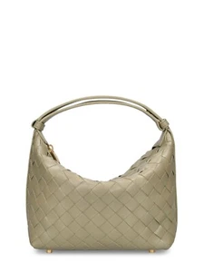 BOTTEGA VENETA Wallace Mini Travertine Green Leather Top Handle Bag New - Picture 1 of 4