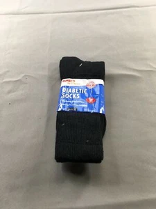Family Wellness Diabetic Socks Mens 10-13 Black Loose Top Extra Cushioning - Picture 1 of 8