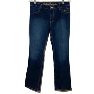 HARLEY DAVIDSON Jeans Women’s Motorcycle Riding Size 8 Bootcut Stretch 32” Ins - Picture 1 of 9