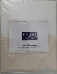Melange Home King Pima Pillowcases Set 2 New - Picture 1 of 7