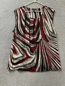 Alfani Blouse Womens 3X Red Black Abstract Sequence Sleeveless Plus Size Top - Picture 1 of 10