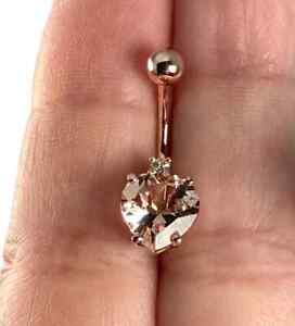 2.00 Ct Heart Cut Lab Created Morganite Women's Belly Ring 14K Rose Gold Finish