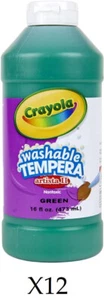 12 Crayola Artista II Washable Tempera Paint, 16oz, Pint, Green Nontoxic - Picture 1 of 1