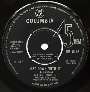 LITTLE RICHARD - Get Down With It - RARE 1967 Columbia 45 DB 8116 NM - Picture 1 of 5