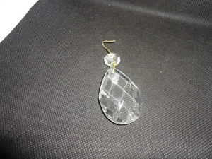 NOS VTG TEARDROP FACETED CLEAR GLASS CRYSTAL CHANDELIER PART PRISM 2" ITALY - Picture 1 of 6