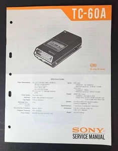 Sony TC-60A USA Cassette-Corder Service Manual Original OEM - Bild 1 von 3