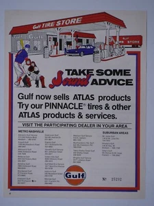 GULF Reifenöl Vintage 1987 Nashville Tn Area Regional Originaldruck Werbung 8,5 x 11 - Bild 1 von 9