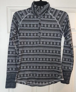 Kavu Womens Small Shirt Top 1/4 Zip Nordic Fair Isle Snowflake Base Layer XS - Picture 1 of 7