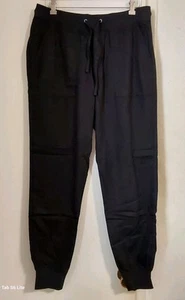 Pantalones de chándal utilitarios con cordón 100 % algodón talla mediana alta Gap en negro verdadero - Imagen 1 de 6