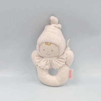 Doudou anneau hochet lutin bébé rose fleurs BABI COROLLE - 35985 - Photo 1/2