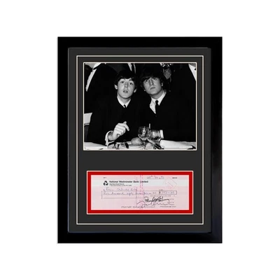 Paul McCartney & John Lennon Signed Cancelled Check Framed Display - Image 1 of 3