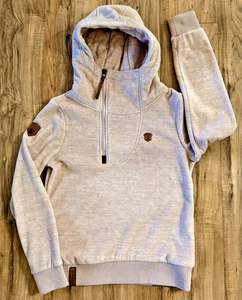 Naketano 1/2 Zip Hoodie Womens Large Sweatshirt Pink Heather Brave New World - Picture 1 of 15