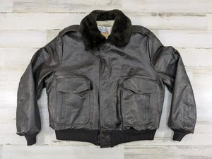 Excelled Flight Jacket Mens Large Brown Lined G-1 Bomber USA Made - Picture 1 of 15