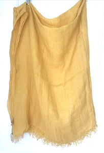 DESTIN Quadra Scarf Woven Yellow Linen Fringe One Size New Made in Italy - Picture 1 of 13