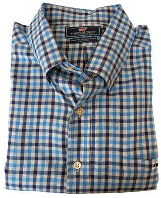 Vineyard Vines Slim Fit Tucker Shirt Mens Large Check Long Sleeves 100% Cotton - Image 1 of 4