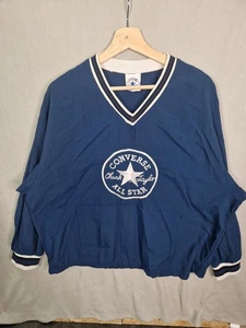 Maglione vintage Converse Chuck Taylor All Star nylon nero L giacca a vento USA - Foto 1 di 12