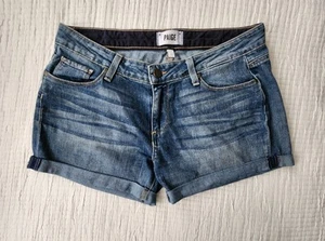 Paige Toni Mid Rise Cuffed Stretch Denim Shorts 3in Inseam Women's 27 Med Wash - Picture 1 of 13