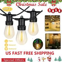 2 Pack 48 Ft Outdoor String Lights with 15 Hanging Sockets and S14 