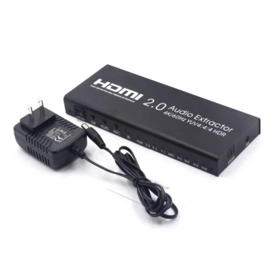 HDMI to HDMI 2.0+SPDIF 4K 1x4 Splitter Optical RCA L/R Audio Extractor Converter - Image 1 of 4
