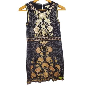 Chelsea & Violet Girls Sequin Formal Dress Size L Black Gold Floral Lined 10 12 - Picture 1 of 14