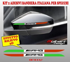 Stripes 2 Strisce Adesive Sagomate Italia per Specchietti auto MERCEDES AMG - Foto 1 di 1