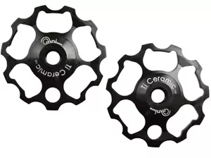 OMNI Racer WORLDS LIGHTEST Ti Ceramic Derailleur Pulleys Fits 9 or 10 speed SRAM - Picture 1 of 7