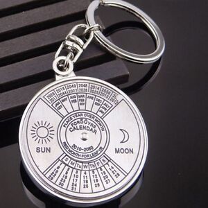 Perpetual Calendar Keyring Keychain Unique Metal Key Chain 50 Years Great Gift