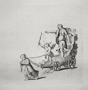 Liebe Amor Kutsche Hochzeitskutsche Hochzeit Kupferstich P. van der Aa 1703 - Picture 1 of 1