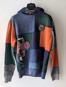 Polo Ralph Lauren Multicoloured Patchwork Cotton Fleece Hoodie Size Large £335 - Picture 1 of 13