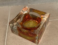 POSACENERE IN VETRO DI MURANO SOMMERSO ARANCIONE ORIGINALE