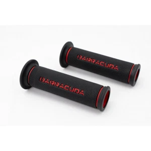 BARRACUDA COPPIA MANOPOLE UNIVERSALI BASIC RACING MOTO SCOOTER NERO ROSSO - Foto 1 di 2