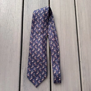 Ermenegildo Zegna Seidenkrawatte Herren Paisley Blumenmuster marineblau roségoldbraun 3,75 Zoll - Bild 1 von 8