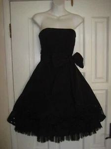 BCBGMAXAZRIA black fit/flare corset bodice tulle ruffle/lined bead party dress 0 - Picture 1 of 20