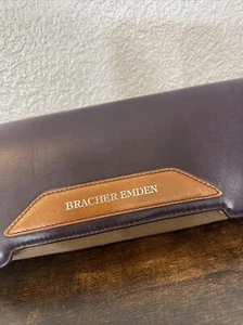 Bracher Emden Handbag Clutch Bag Purple Logo Leather RRP£1390 M3 - Picture 1 of 15