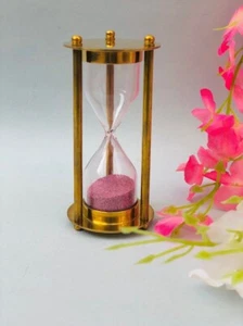 Orologio Nautico Ottone Finitura Dorata Sabbia Timer Clessidra 3 Minuti Rosa Sabbia Regalo - Foto 1 di 5