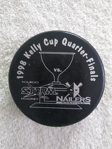 Wheeling Nailers 1998 Kelly Cup ECHL Hockey Game Promo Puck Toledo Storm Cover