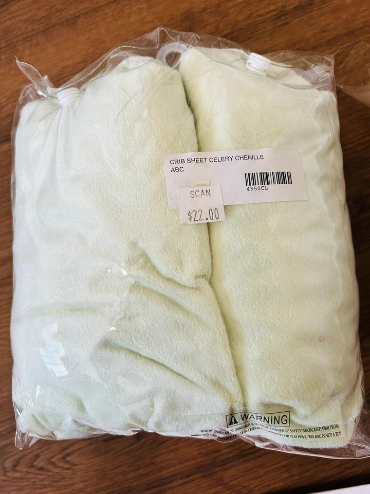 American Baby Company Chenille Crib Sheet Size 28" x 52" Mint Green Soft - Image 1 of 1