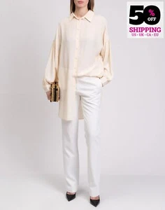 RRP€300 BLUGIRL BLUMARINE Shirt IT40 US4 UK8 S Silk Blend Longline Made in Italy - Picture 1 of 8