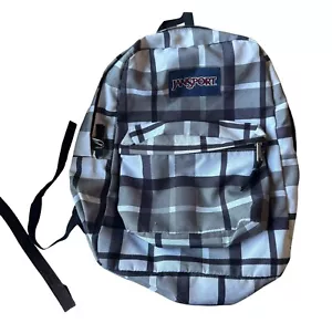 Mochila unisex Jansport a cuadros gris, marrón, tostado y blanco con cremallera - Imagen 1 de 8