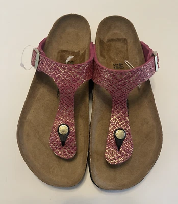 НОВЫЙ БЕЗ ЯРЛЫКОВ BIRKENSTOCK GIZEH BIRKO-FLOR СТРИНГИ САНДАЛИИ РОЗОВЫЙ/ЗОЛОТОЙ РАЗМЕР 9-9.5US / 40EU - Изображение 1 из 4