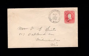 Circle Date Stamp Wisconsin Veterans Home 1908 PSE Oval Grid Cover 1q - Picture 1 of 2