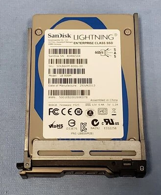 SanDisk Lightning 800GB 6Gb/s 2.5" SAS SSD - PN: SDLB6HM-800G-00 - Image 1 of 3