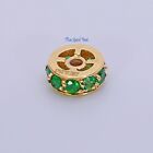 7mm 18k Solid Yellow Gold Emerald Eternity Rondelle Spacer Finding Bead