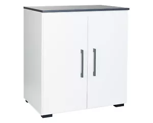 Moderne Kommode mit 2 Türen 3 Fächern Sideboard Schrank Weiß Anthrazit - Bild 1 von 6