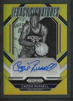 2023 CAZZIE RUSSELL 07/10 AUTO PANINI PRIZM DRAFT PICKS GOLD LEGACY SIGNATURES - Image 1 of 2