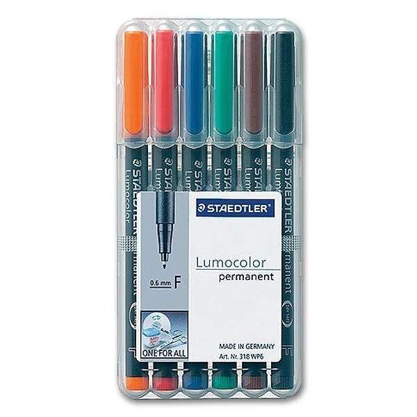 (1,08€/Stück) Staedtler Lumocolor F 318WP6 - 6er Box Strichbreite 0,6 mm - Bild 1 von 1