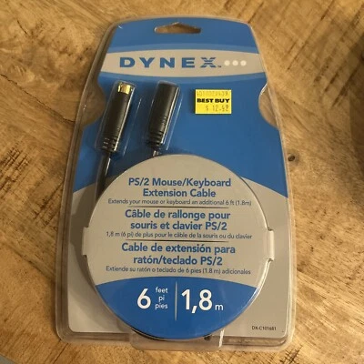 Dynex PS/2 Mouse Keyboard 6 FT Extension Cable New - Image 1 of 2